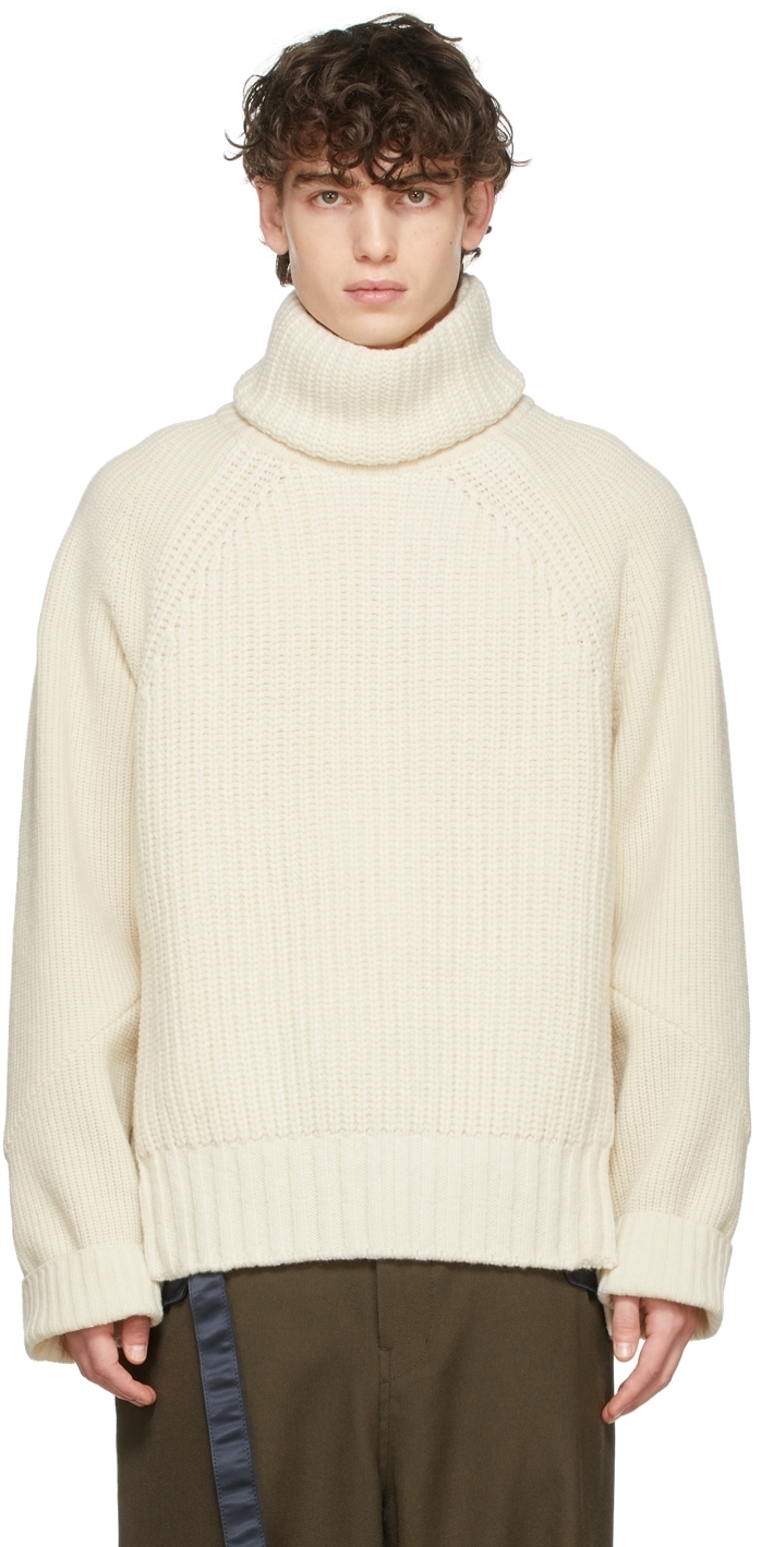 Sacai Off White Wool Detachable Turtleneck Sweater, $0 | SSENSE | Lookastic