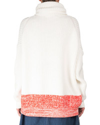 Acne Studios Poppy Chunky Long Sleeve Turtleneck Sweater W Contrast Hem