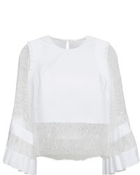 ADAM by Adam Lippes Adam Lippes Lace Trim Bell Sleeve Blouse