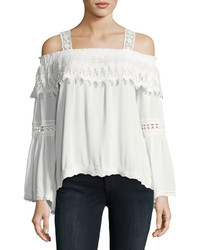 Lumie Cold Shoulder Bell Sleeve Top White