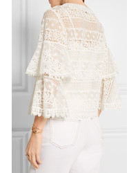 Temperley London Desdemona Paneled Guipure Lace Top White