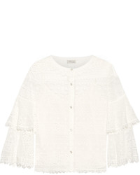 Temperley London Desdemona Paneled Guipure Lace Top White