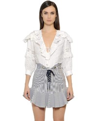 Just Cavalli Flax Linen Cotton Lace Top