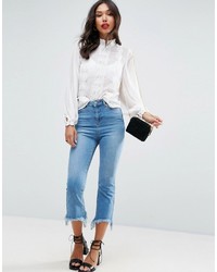 Asos High Neck Blouse With Lace Trims