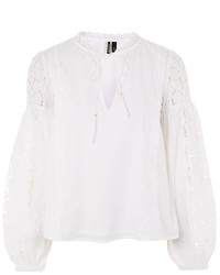 Topshop Lace Balloon Sleeve Smock Blouse