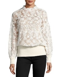 Burberry Lace Ribbed Trim Blouse