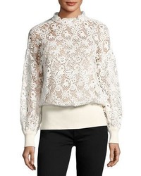 Burberry Lace Ribbed Trim Blouse