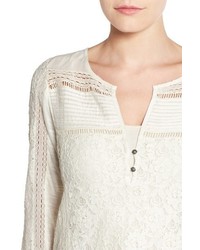 Lucky Brand Mixed Lace Jersey Top