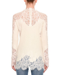 Ermanno Scervino Pashmina Lace Inset Long Sleeve Top