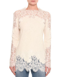 Ermanno Scervino Pashmina Lace Inset Long Sleeve Top