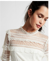 Express Pieced Lace Long Sleeve Blouse