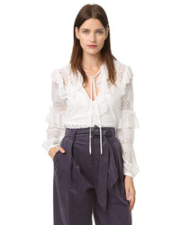 Temperley London Rope Lace Neck Tie Blouse