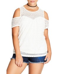 City Chic Serenity Lace Cold Shoulder Top