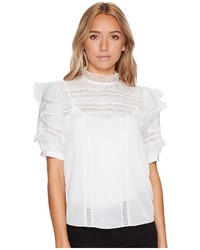 Rebecca Taylor Short Sleeve Silk With Lace Top Clothing