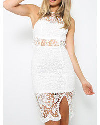 Choies Lace Me Up Bodycon Dress In White