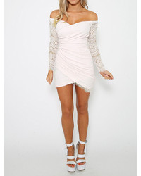 Choies Sweet Thing Off Shoulder Dress In White