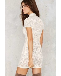 Nasty Gal Into Full Sheer Lace Dress Ivory
