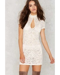 Nasty Gal Into Full Sheer Lace Dress Ivory