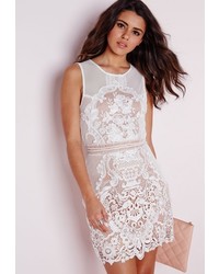 Missguided Lacemesh Bodycon Dress White
