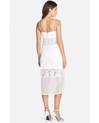 French Connection Lucky Layer Lace Inset Body Con Midi Dress