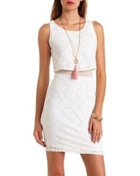 Charlotte Russe Mesh Lined Lace Flounce Dress