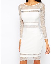 Lipsy Michelle Keegan Loves Nude Lace Panel Body Conscious Dress