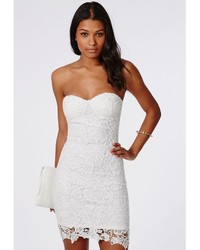 Missguided Adelle Lace Bandeau Bodycon Dress White