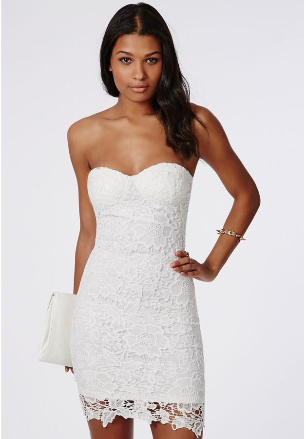 Missguided Adelle Lace Bandeau Bodycon ...