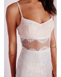 Missguided Bust Cup Lace Midi Dress White