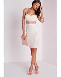 Missguided Bust Cup Lace Midi Dress White