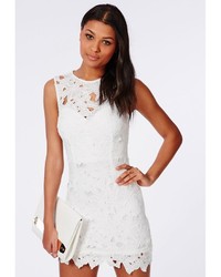 Missguided Crochet Bodycon Dress White