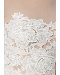 Missguided Floral Lace Mini Dress Nude