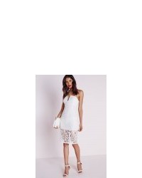 Missguided Lace Bandeau Dress White