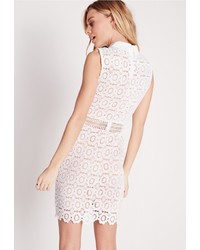 Missguided Lace Collared Bodycon Dress White