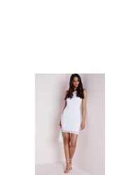 Missguided Strappy Straight Neck Bodycon Dress White Lace