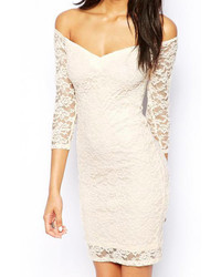 Off The Shoulder Lace Bodycon White Dress