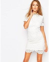 Missguided Premium White Scallop Lace Dress
