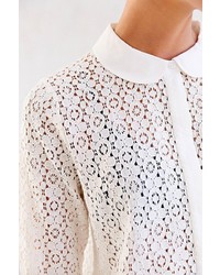 UO Cooperative Allover Lace Button Down Blouse