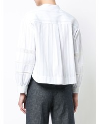 Derek Lam Cropped Tuxedo Shirt With Lace Insets