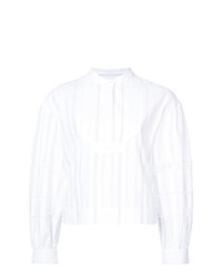 Derek Lam Cropped Tuxedo Shirt With Lace Insets
