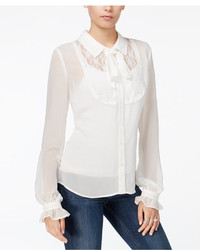 Fair Child Sheer Lace Contrast Bow Blouse