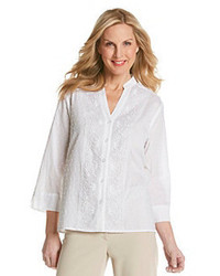 Alfred Dunner Lace And Swiss Dot Shirt