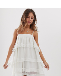 White Sand Tiered Mini Dress In Ivory