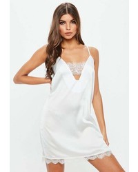 Missguided White Lace Insert Night Slip Dress