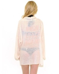 Wildfox Couture Wildfox White Label Nude Beach Bound Slouch Cardi In Vintage Lace