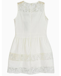 Choies Lace Panel Pouf Dress In White