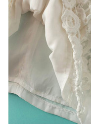 Romwe Lace Crochet Zippered White Dress