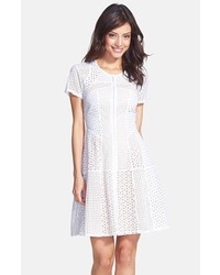 BCBGMAXAZRIA Macy Perforated Lace Fit Flare Dress