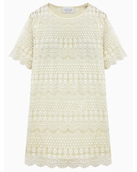 Choies White Crochet Lace Dress With Short Sleeve
