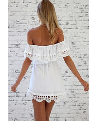 White Off The Shoulder Lace Casual Dress